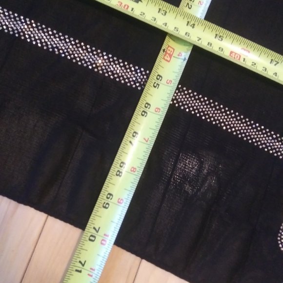 Black sheer scarf with gold rhinestone embellishment on one edge Made in Kuwait - Picture 11 of 13